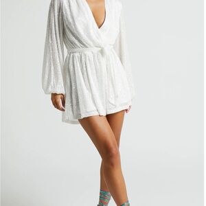 NWT SHOWPO White Wrap Romper- Size 12